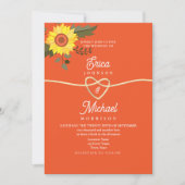 Floral roze Sinaasappel bruiloft uitnodiging (Voorkant)