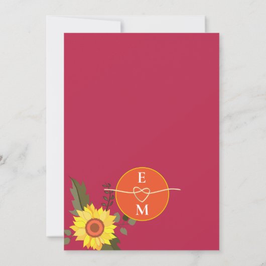 Floral roze Sinaasappel bruiloft uitnodiging (Achterkant)