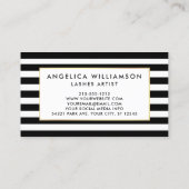 Floral roze streepjes in penseelscript gestreept visitekaartje (Achterkant)