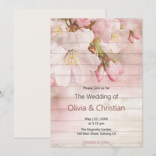 Floral roze torry bloesems op hout kaart (Voorkant / Achterkant)