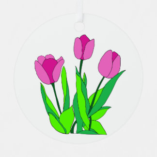 Floral roze tulp lijn art metalen ornament