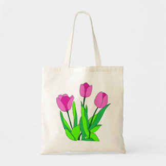 Floral roze tulp lijn art tote bag