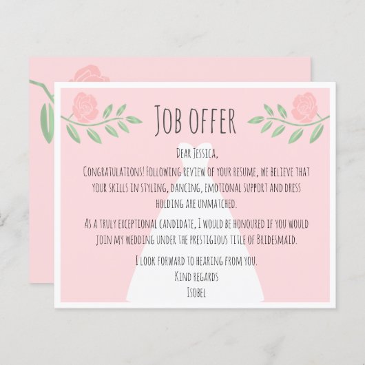 Floral roze unieke en grappige bruidsmaidbaan (Voorkant / Achterkant)