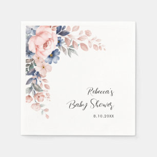 Floral roze Waterverf Baby shower papier Servet