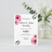 Floral roze waterverf bruiloft briefkaart (Staand voorkant)