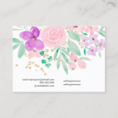 Floral roze waterverf haarklem barrette display visitekaartje (Achterkant)