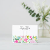 Floral roze waterverf haarklem barrette display visitekaartje (Staand voorkant)