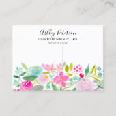Floral roze waterverf haarklem barrette display visitekaartje (Voorkant)