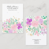 Floral roze waterverf juwelen visitekaartje (Voorkant / Achterkant)
