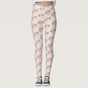 Floral roze  waterverf leggings
