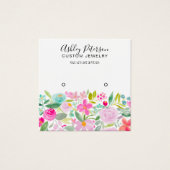 Floral roze waterverf stopscherm vierkante visitekaartjes (Voorkant)