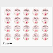 Floral roze Waterverf Vrijgezellenfeest Dank u wel Ronde Sticker (Vel)