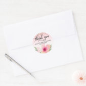 Floral roze Waterverf Vrijgezellenfeest Dank u wel Ronde Sticker (Envelop)