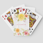 Floral roze waterverf, wit hout pokerkaarten (Achterkant)