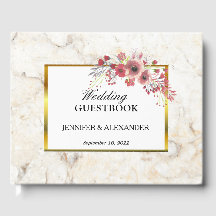 Floral roze waterverf witte marmer Weddenschap