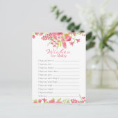 Floral roze wenst Baby Advieskaart (Staand voorkant)