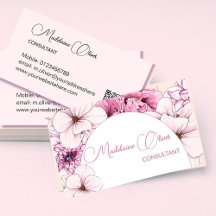 Floral Roze Wit Moderne Elegante Vrouwelijke QR Co