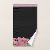 Floral roze witte bloemen zwarte achtergrond bad handdoek (Handdoek)