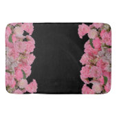 Floral roze witte bloemen zwarte achtergrond badmat (Voorkant)