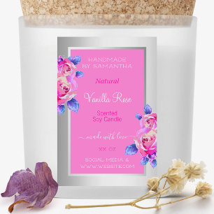 Floral Roze Zilver Product Label Kaarsen & Beauty Voedselcontainer Etiket