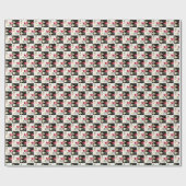 Floral roze zwart-wit dambord Cadeaupapier (Vlak)