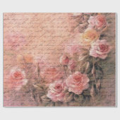 Floral Rozen Antiek handschrift Cadeaupapier (Vlak)