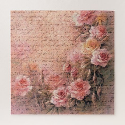 Floral Rozen Antiek handschrift Legpuzzel (Verticaal)