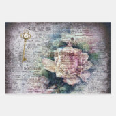 Floral Rozen Antiek handschrift ontledingsras Inpakpapier Vel (Voorkant 2)