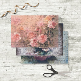 Floral Rozen Antiek handschrift ontledingsras Inpakpapier Vel