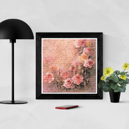 Floral Rozen Antiek handschrift Poster