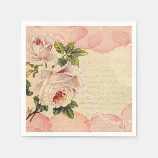  Floral Rozen Antiek ontkoppeling van handschrift Servet (Voorkant)