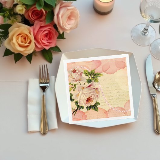  Floral Rozen Antiek ontkoppeling van handschrift Servet