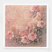 Floral Rozen Antiek ontkoppeling van handschrift Servet (Voorkant)