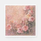 Floral Rozen Antiek ontkoppeling van handschrift Servet (Voorkant)