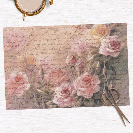 Floral Rozen Antiek ontkoppeling van handschrift Tissuepapier