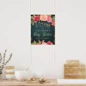 Floral-rozen babyjuffrouw welkom bord poster (Keuken)