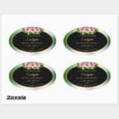 Floral Rozen Blauwgroen Etiketten voor marmer- en  (Vel)