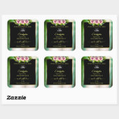 Floral Rozen Blauwgroen marmer Black Product Label (Vel)