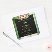 Floral Rozen Blauwgroen marmer Black Product Label (Envelop)