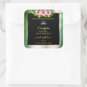 Floral Rozen Blauwgroen marmer Black Product Label (Tas)