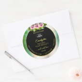 Floral Rozen Blauwgroen marmer Black Product Label (Envelop)