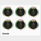 Floral Rozen Blauwgroen marmer Black Product Label (Vel)