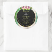 Floral Rozen Blauwgroen marmer Black Product Label (Tas)