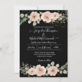 Floral Rozen BOHO Blush Waterverf Gold in Foliage Kaart (Voorkant)