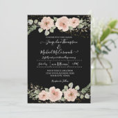 Floral Rozen BOHO Blush Waterverf Gold in Foliage Kaart (Staand voorkant)