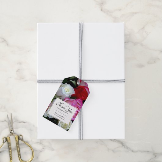 Floral Rozen Bouquet bedankt Cadeaulabel (Met Touw)