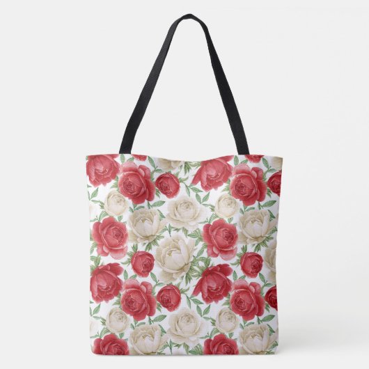 Floral Rozen Canvas tas (Achterkant)