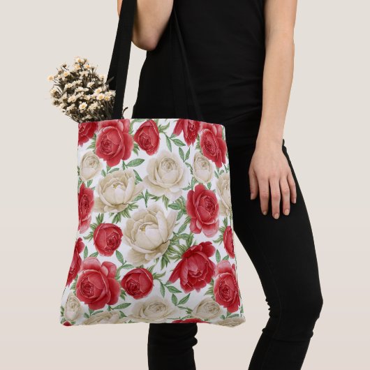 Floral Rozen Canvas tas (Dichtbij)