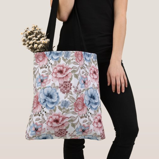 Floral Rozen Canvas tas (Dichtbij)
