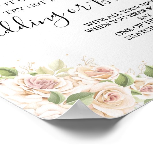 Floral Rozen Clothespin vrijgezellenfeest game sig Poster (Hoek)